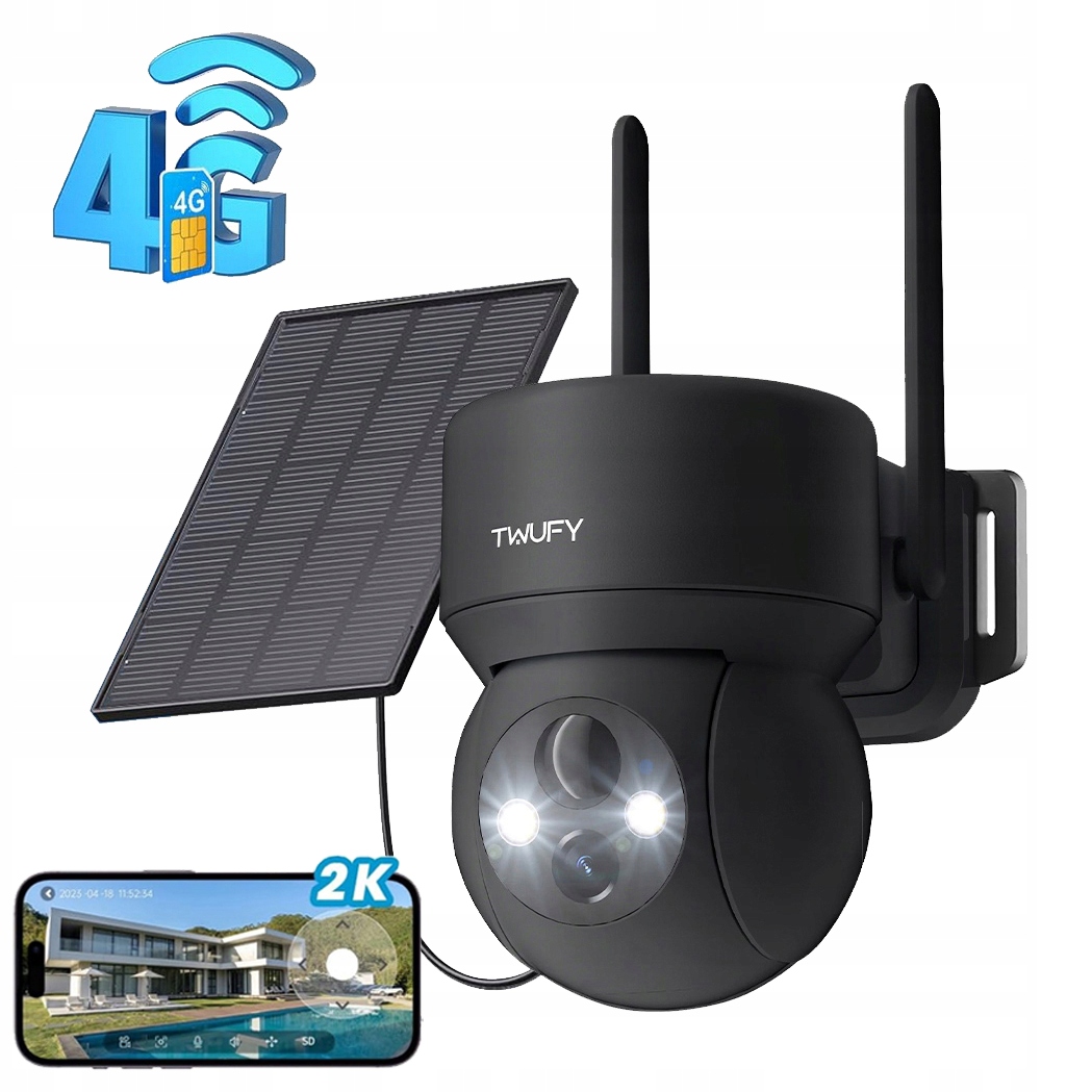 Kamera Solarna Zewnętrzna Smart Obrotowa Gsm 3G 4G Sim 2K 3MPx Full Hd