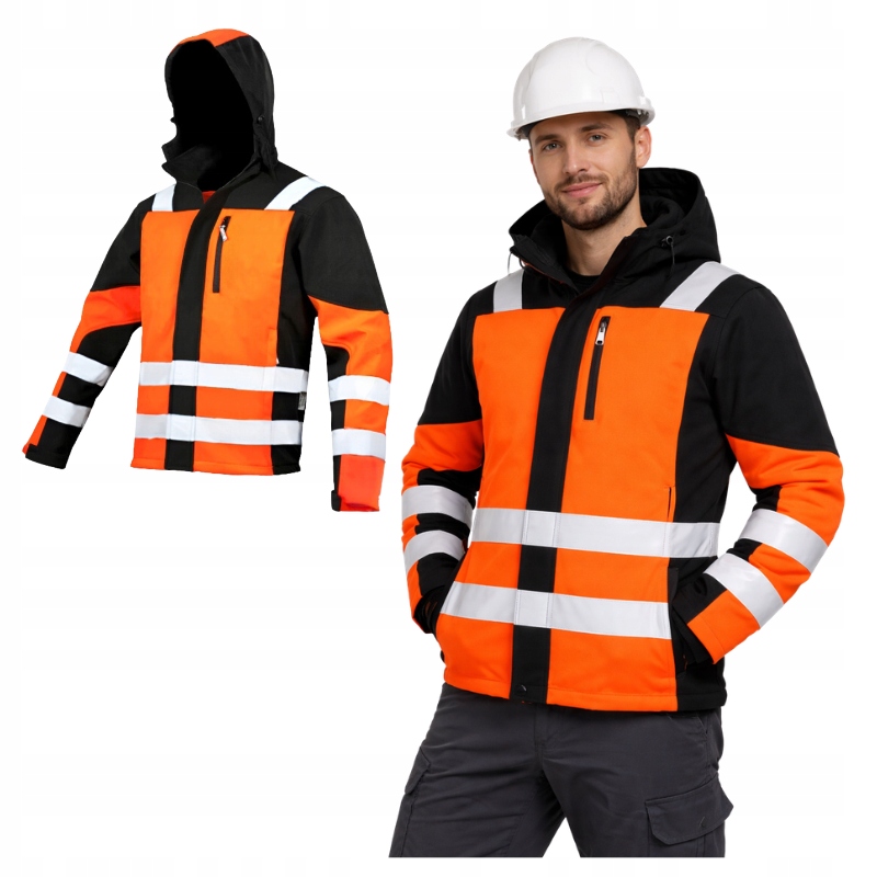 Pánská pracovní bunda Softshell Reflexní Voděodolná výstražná kapuce