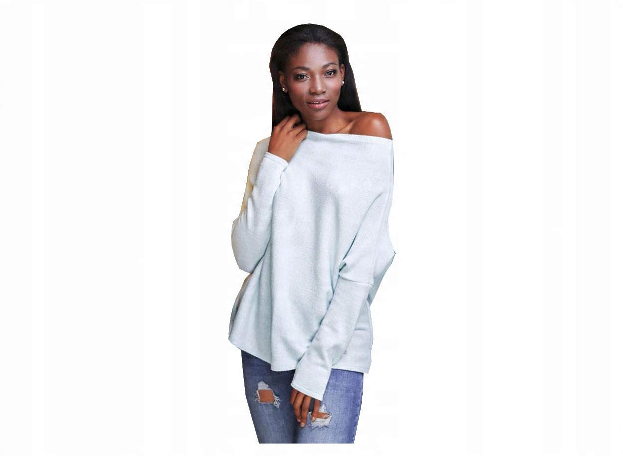 

Sweterek Oversize Tunika Sweter Wool Odkryte Ramię