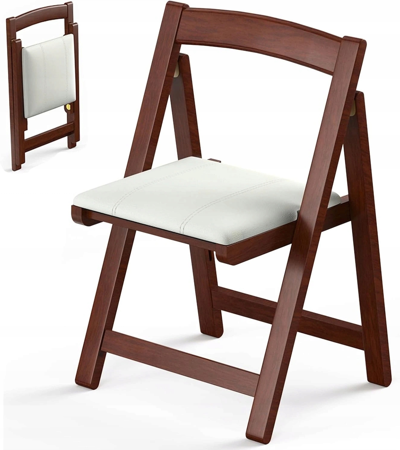Skládací Židle Z Elegantního Dřeva S Čalouněným Sedákem