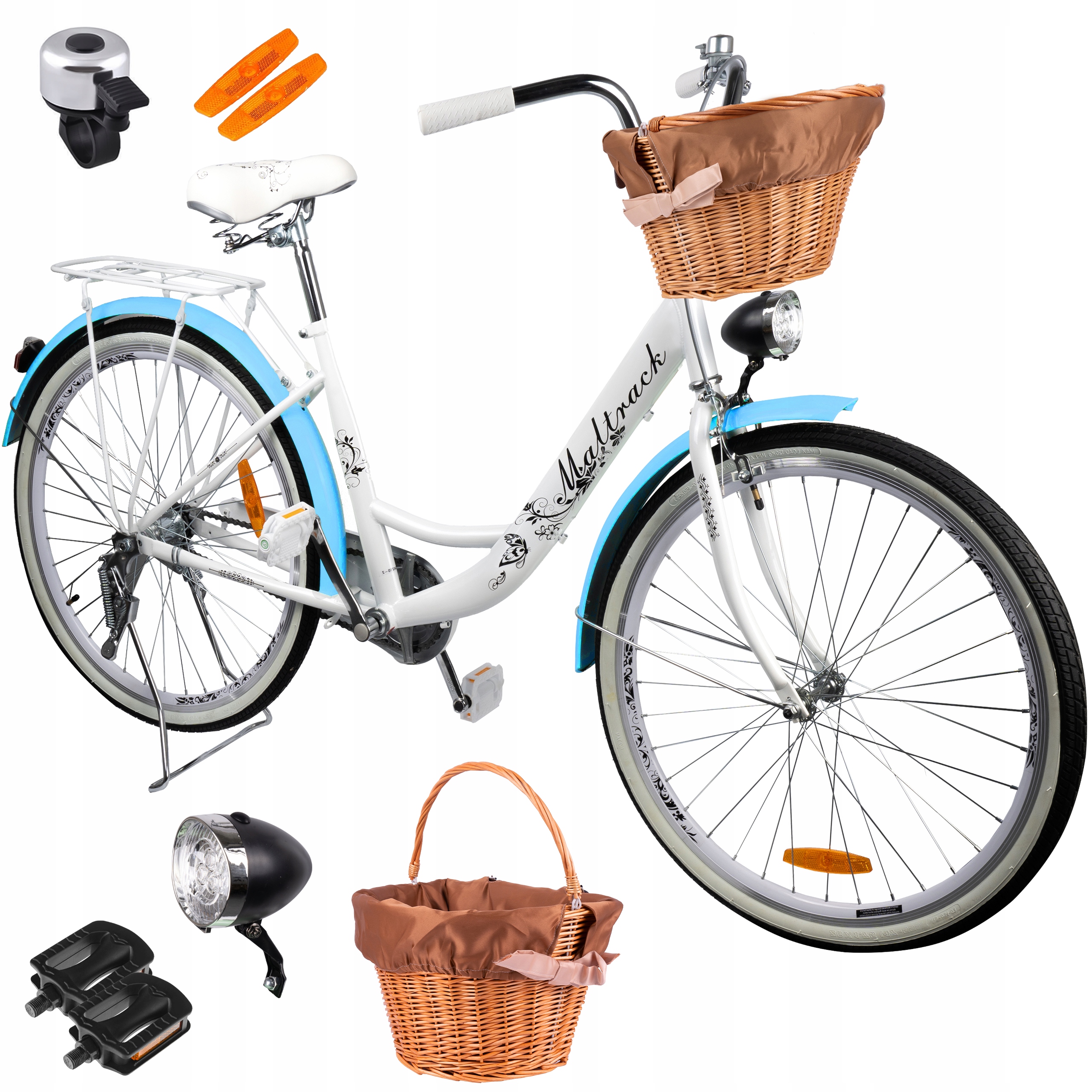 ROWER MIEJSKI DAMSKI 26" DAMKA RAMA STALOWA 17" KOŁA 26" BAGAŻNIK DZWONEK