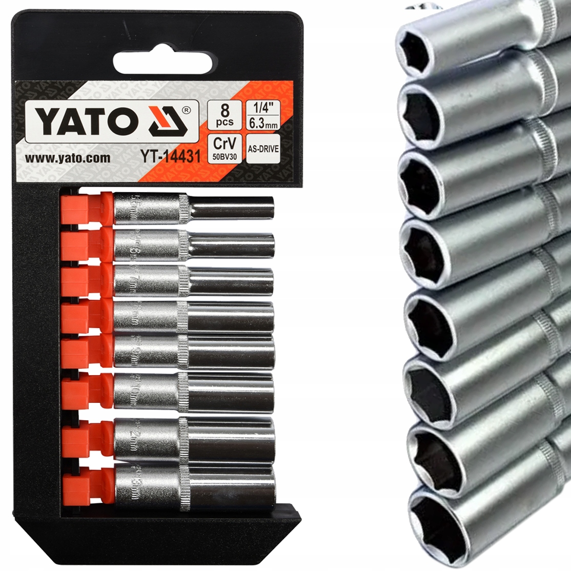 Nasadki Udarowe Klucze Nasadowe Długie 1/4'' 5,5-13mm Zestaw 8el