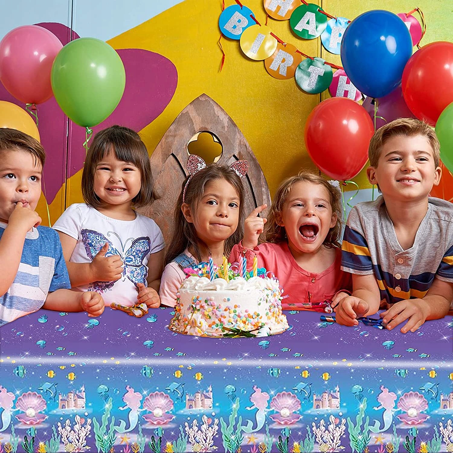 Syrena Podwodny śWiat Tematyczny Obrus Urodzinowy Motyw bajkowy