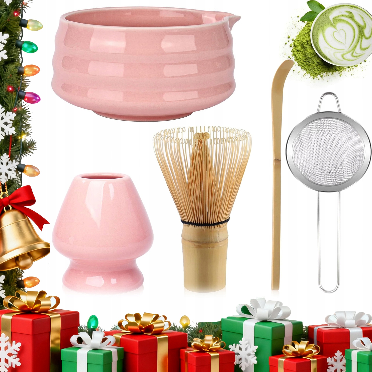 Levně Elegantní Sada Matcha Jako Dárek Růžová Keramika Bambus Chasen Příslušenství