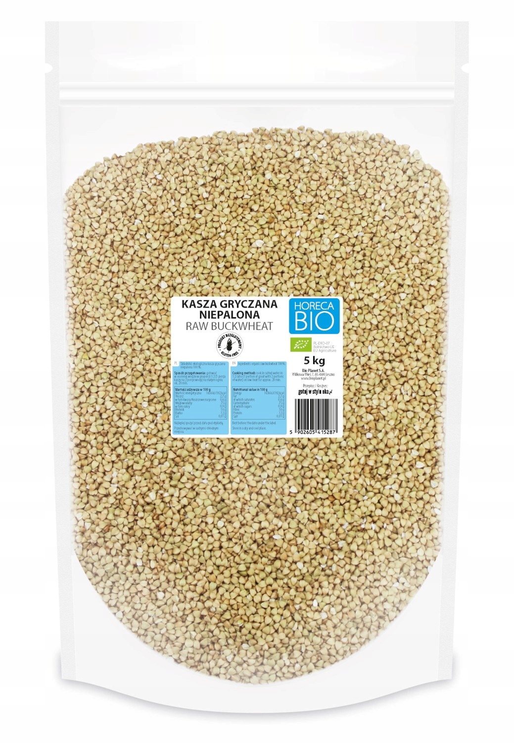 Nepražená pohanková kaše bezlepková bio 5 kg horeca (bio planet)