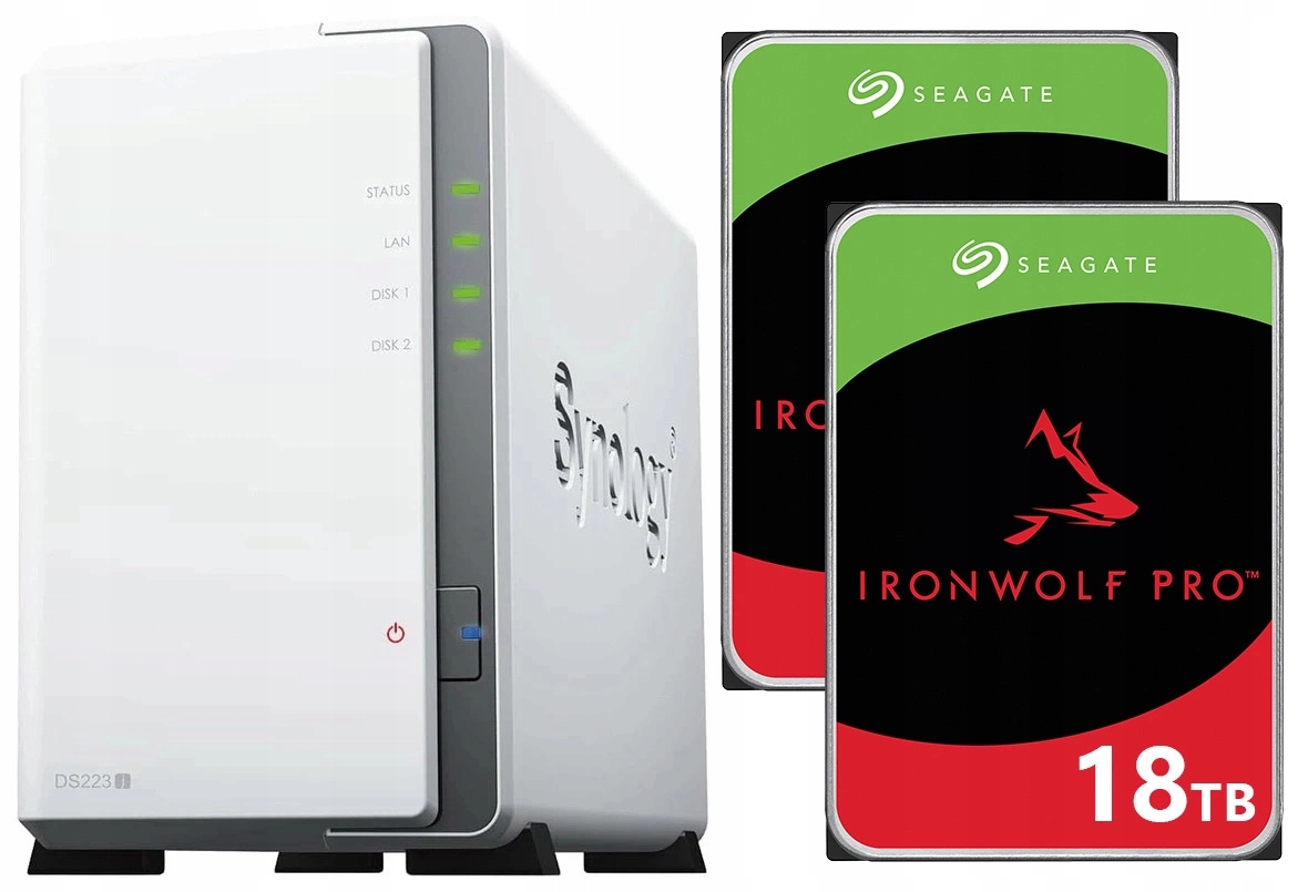 Nas server Synology Diskstation DS223j 36TB (2x18TB) Seagate IronWolf Pro