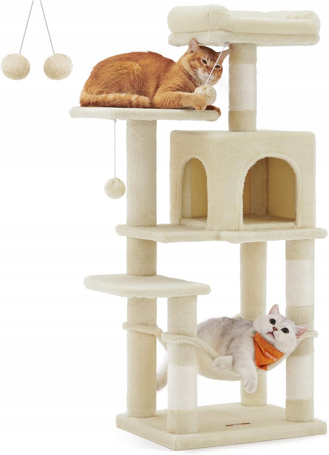 Levně Drapak Pro Kočky 112 cm Víceúrovňový s Houpací Sítí Jaskyní 2 Platformy Šedý