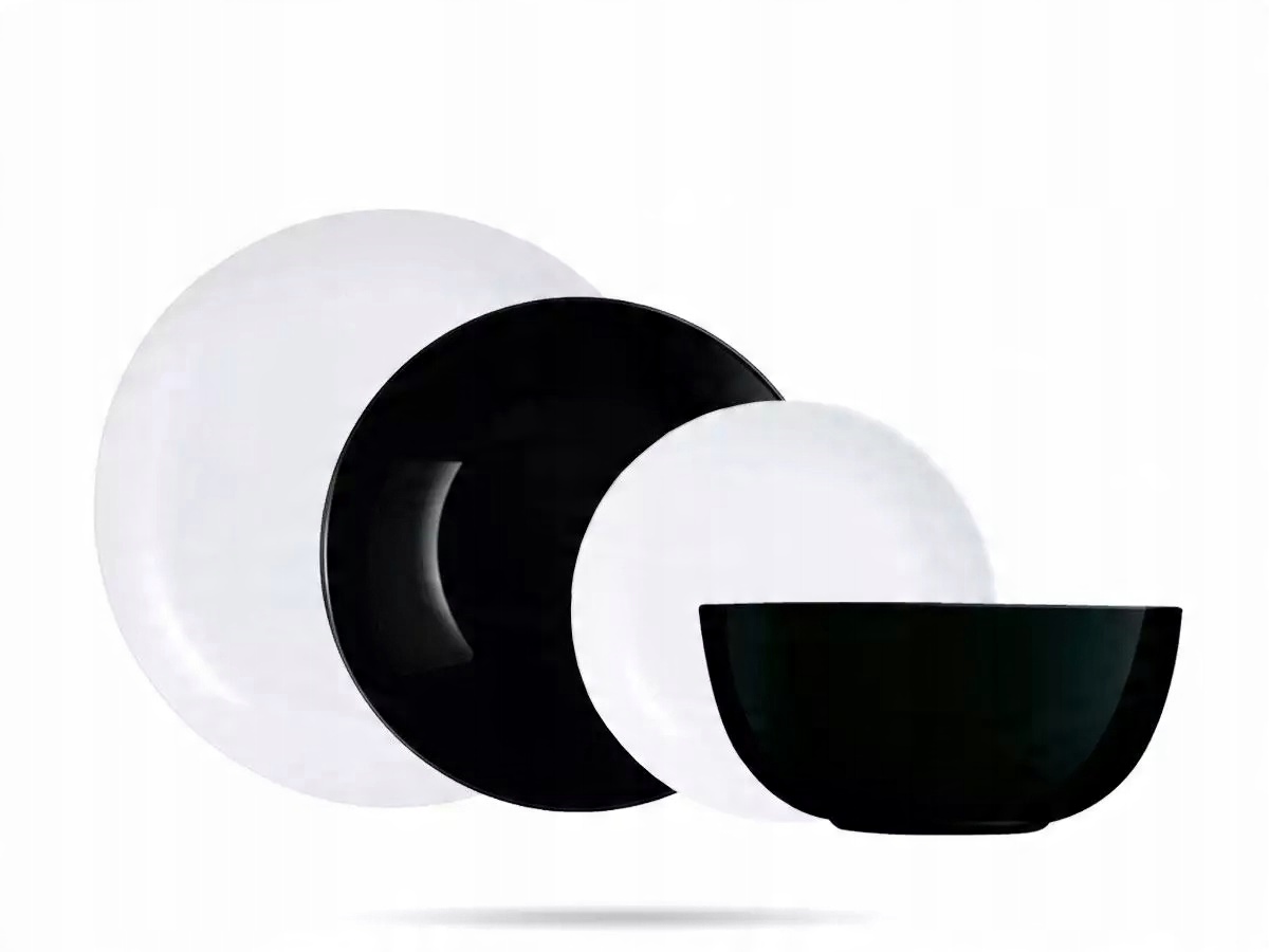 

Talerze Serwis Luminarc czarno białe 19 El