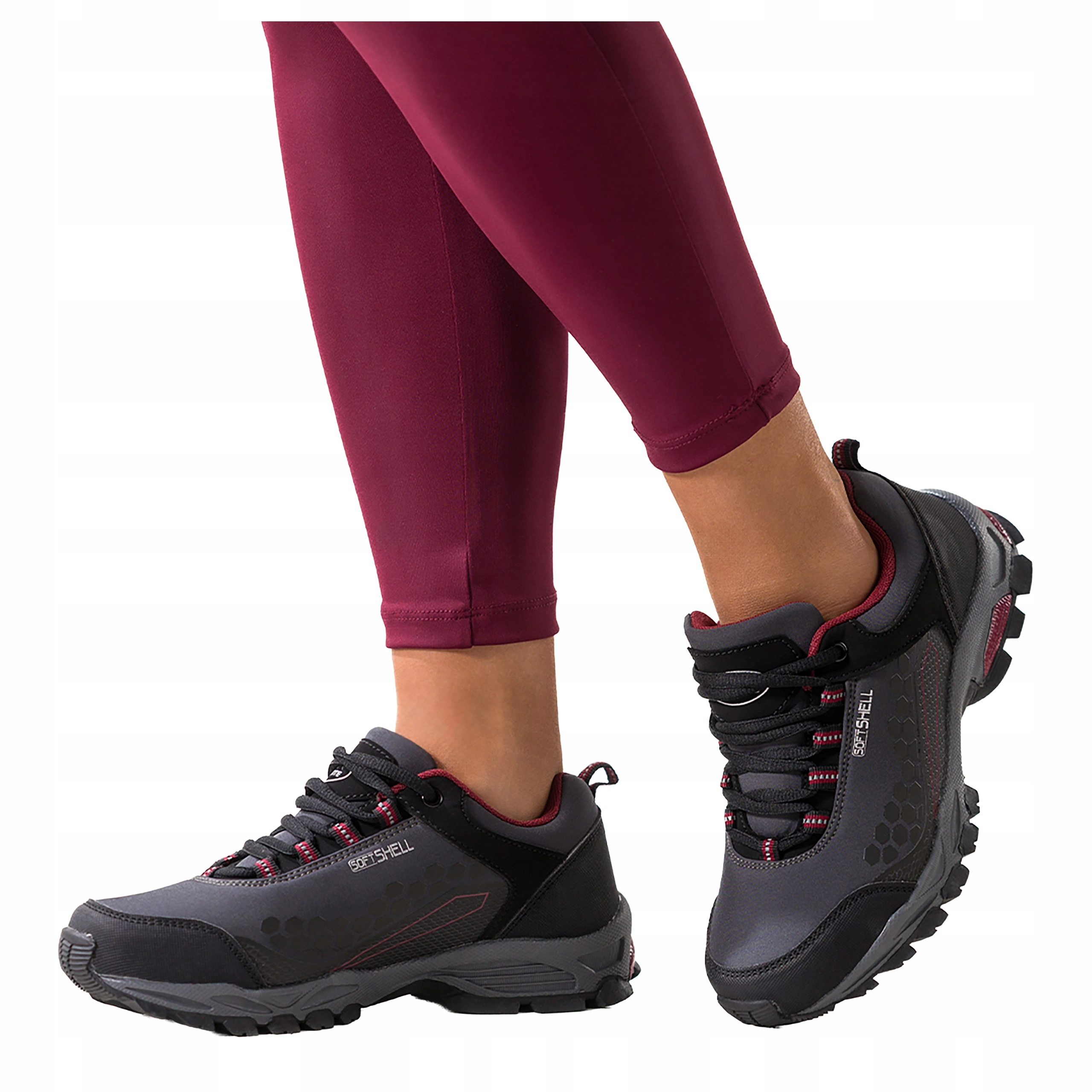 Trekové Boty Šedé Dámské Šněrovací Bordové Vložky Softshell velikost 38