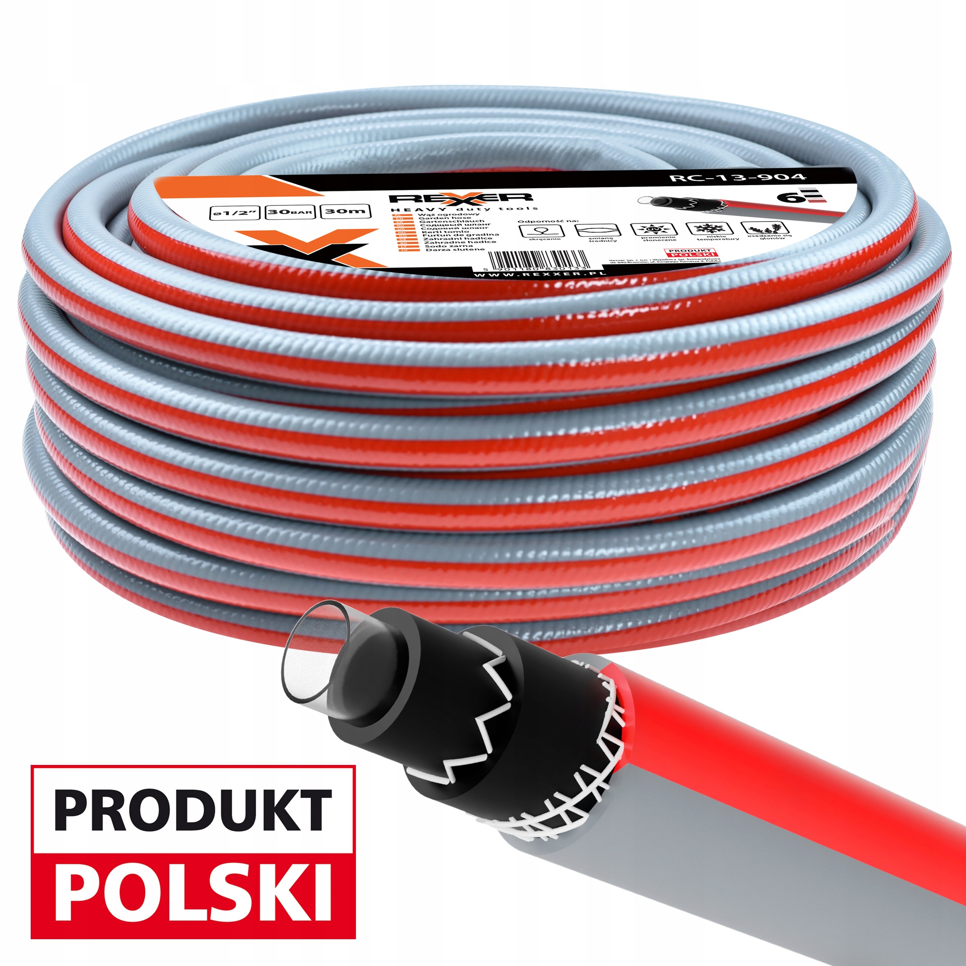 

Wąż Ogrodowy 6-warstwowy 1/2" 30m 30 Bar