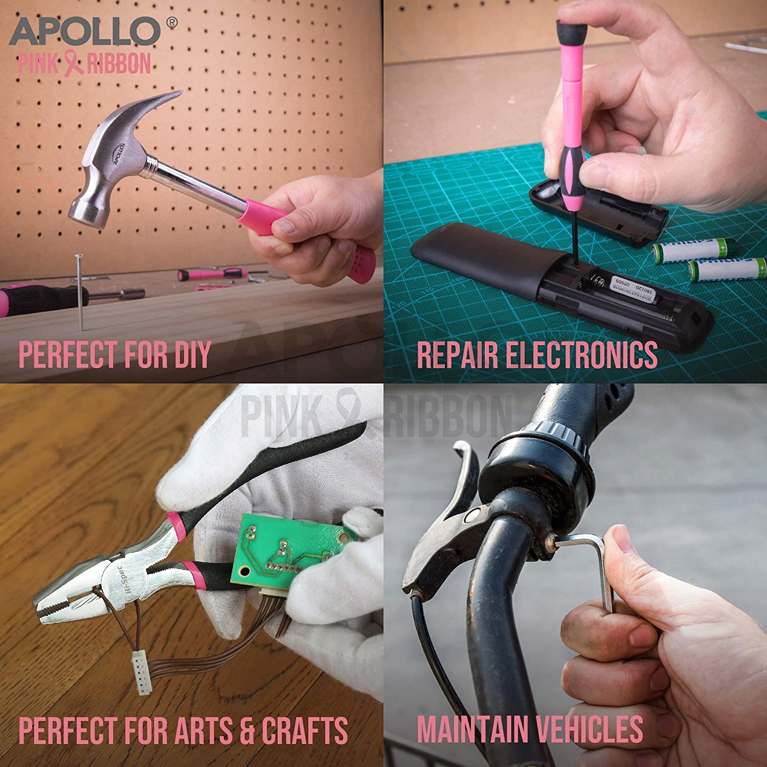 NARZĘDZIA RÓŻOWY ZESTAW 39 ELEMENTÓW APOLLO TOOL Marka Apollo