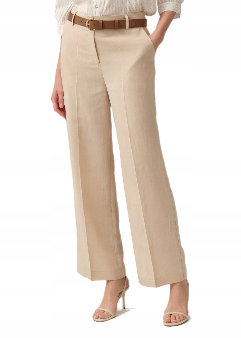 Dámské Kalhoty Elegantní, Jednoduché, Světle Béžové, Stylové, Dámské, Feria 40