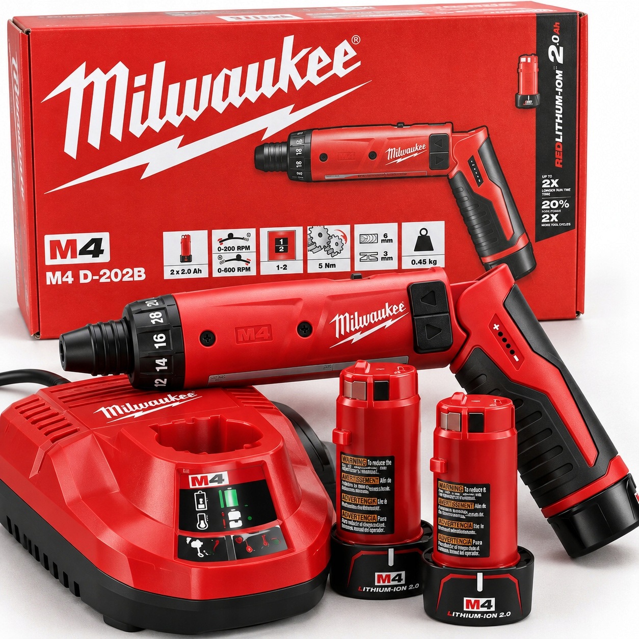 Wiertarko Wkrętarka Akumulatorowa Milwaukee M4 D 202B 4V 2Ah Zestaw