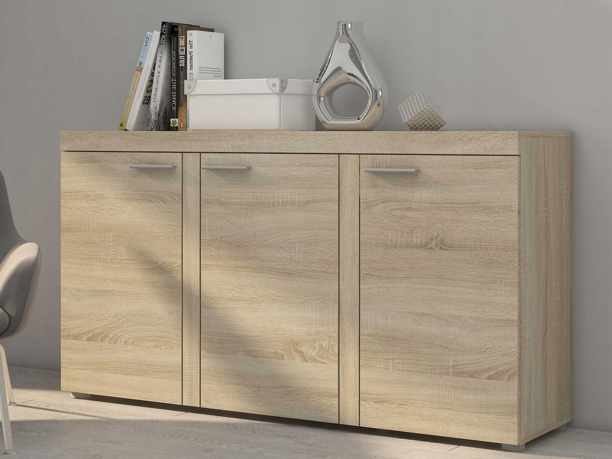 Moderní Prostorná Komoda 3 Skříněk Rumba Sonoma