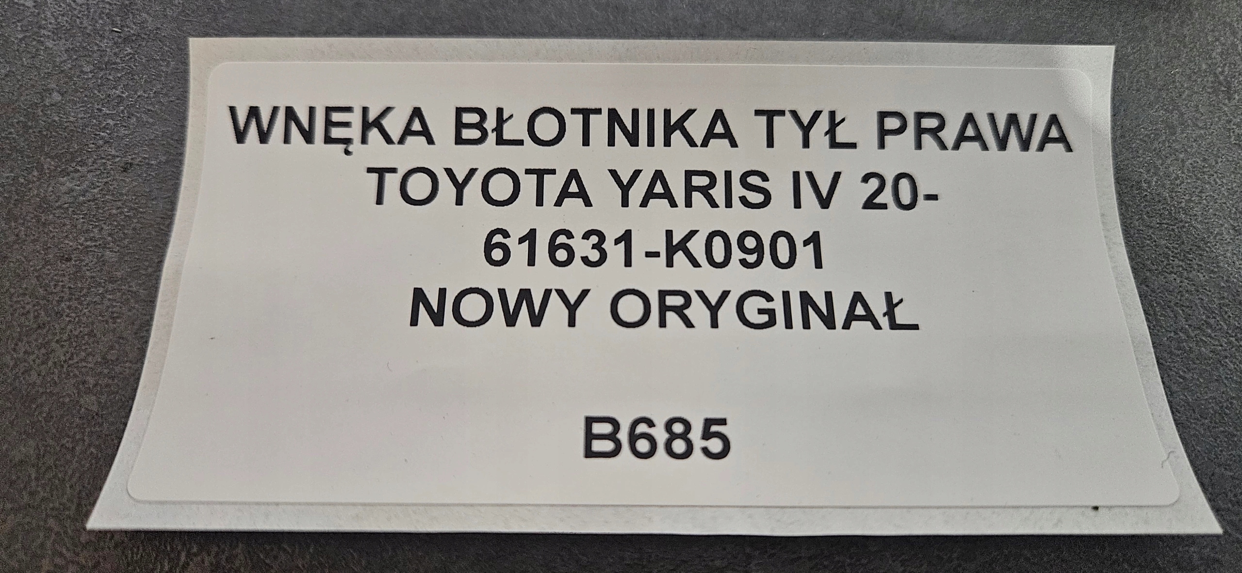 WNĘKA BŁOTNIKA PRAWY TYŁ TOYOTA YARIS IV 20- ORG Wersja Europejska