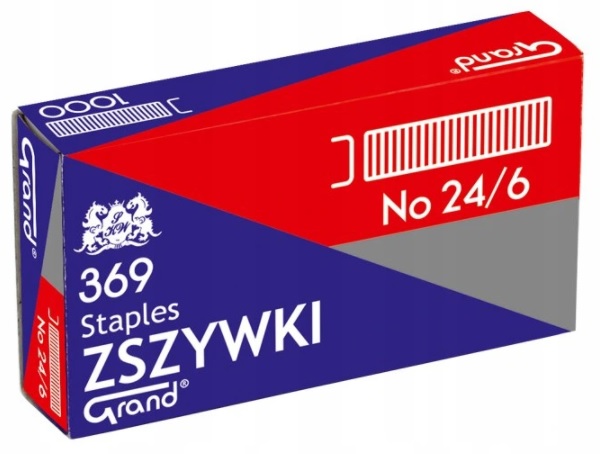 

Zszywki 24/6 Ocynkowane 1000 Szt. Grand 369