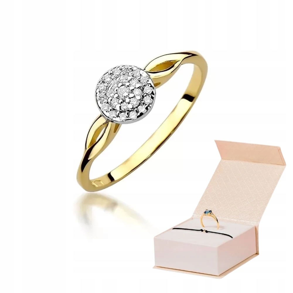 Złoty Pierścionek 585 Z Diamentami 0,12ct Luksusowy Bransoletka Złota