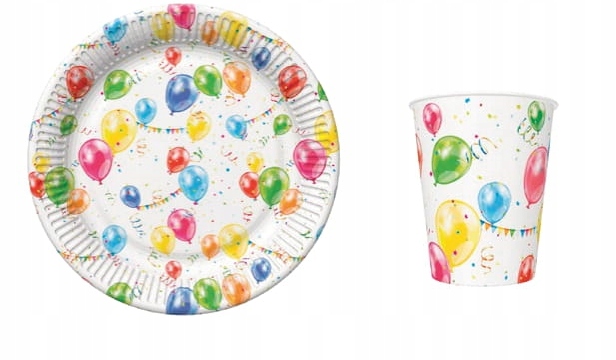 ZESTAW URODZINOWY talerzyk + kubek PAPIEROWE 8 szt