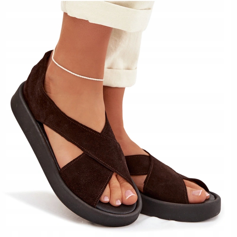 Dámské Sandály Z Přírodního Semiše Pohodlné Zazoo 3196 Čokoládové 37