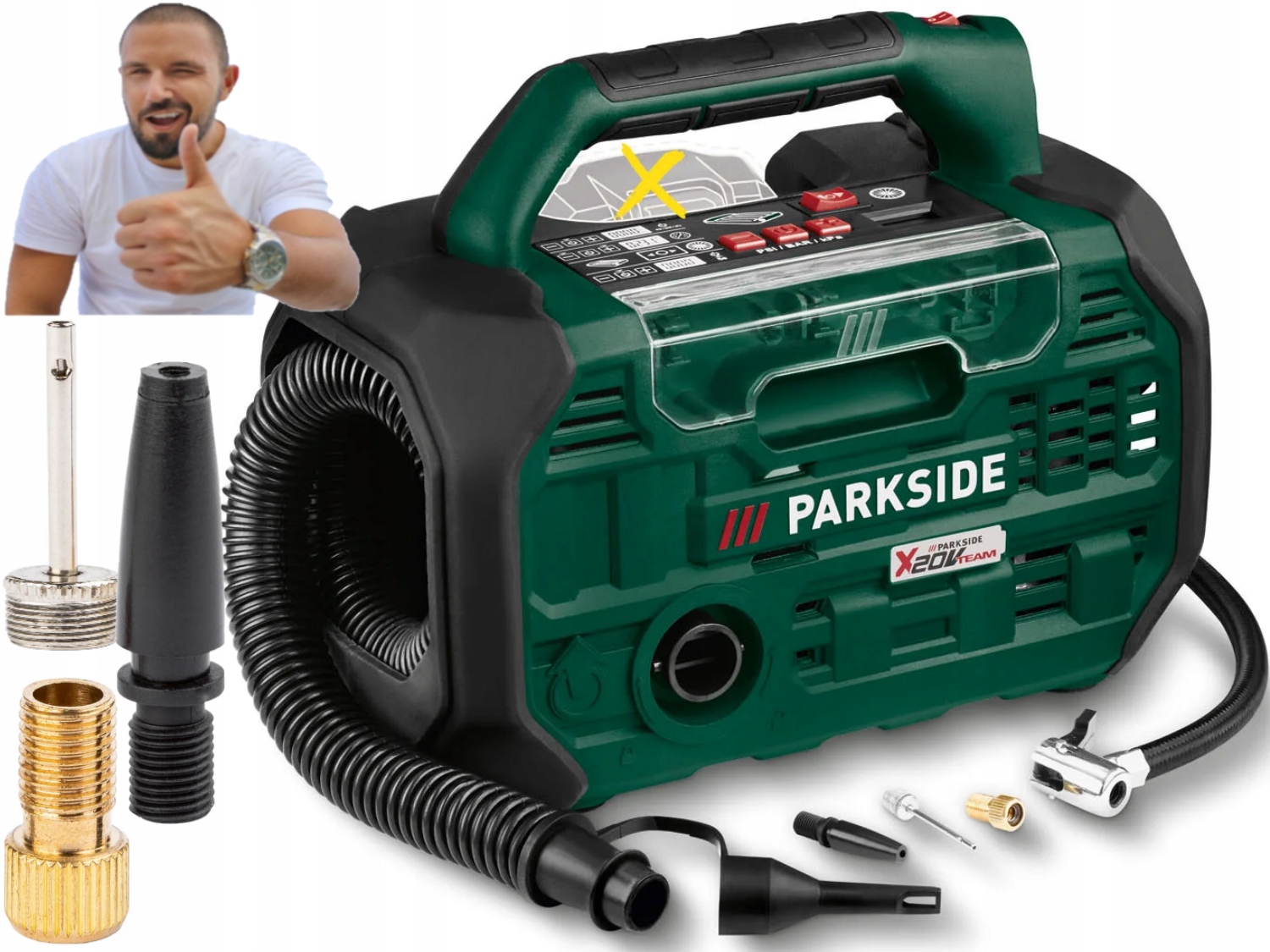 Akumulátorový kompresor 20V a pumpa 2 v 1 Pka 20-Li Parkside Kompresor C3