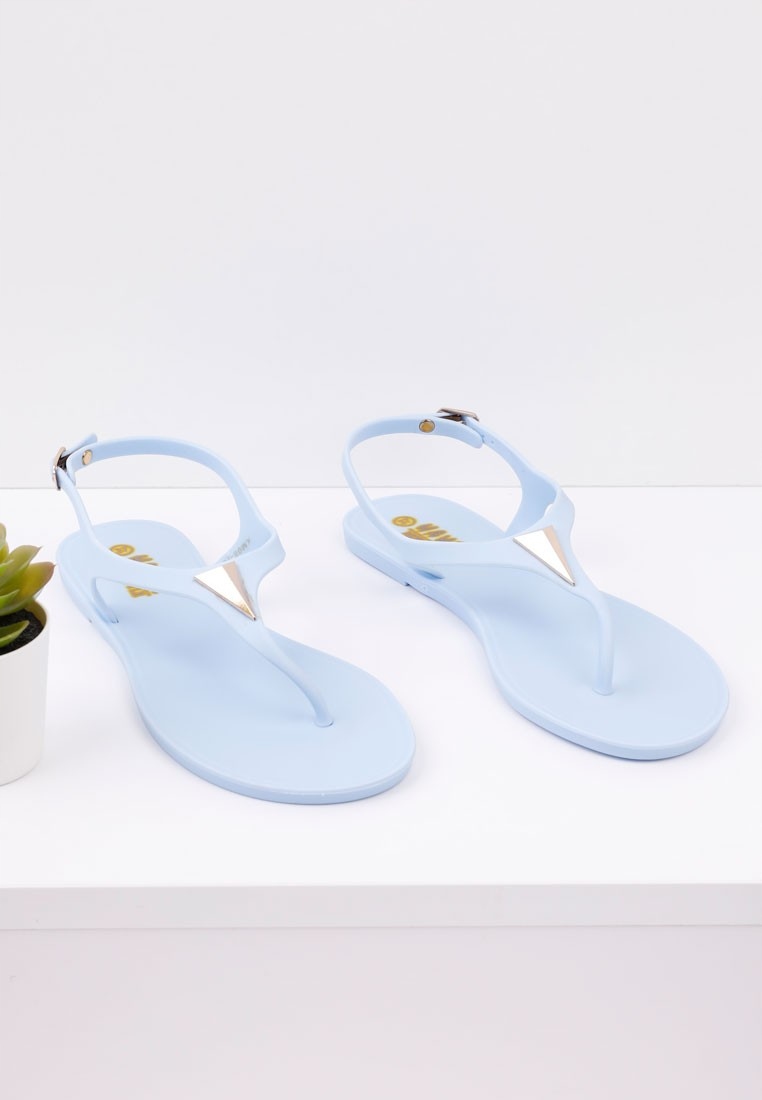 NIEBIESKIE SANDAŁY DAMSKIE JAPONKI PŁASKIE GUMOWE MELISKI SANDAŁKI WYGODNE Rozmiar 39