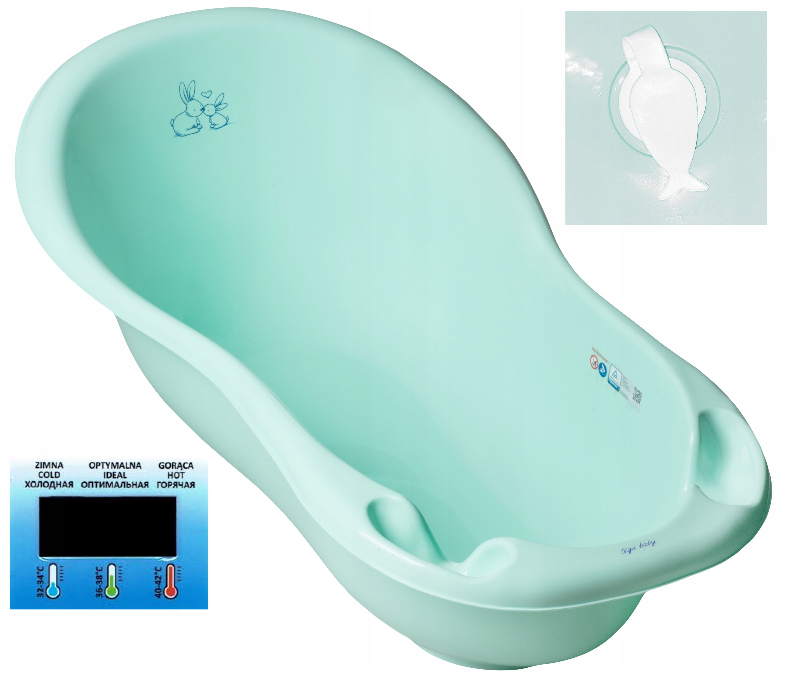 WANIENKA 102 DUŻA LUX WANNA KOREK TERMOMETR mięta