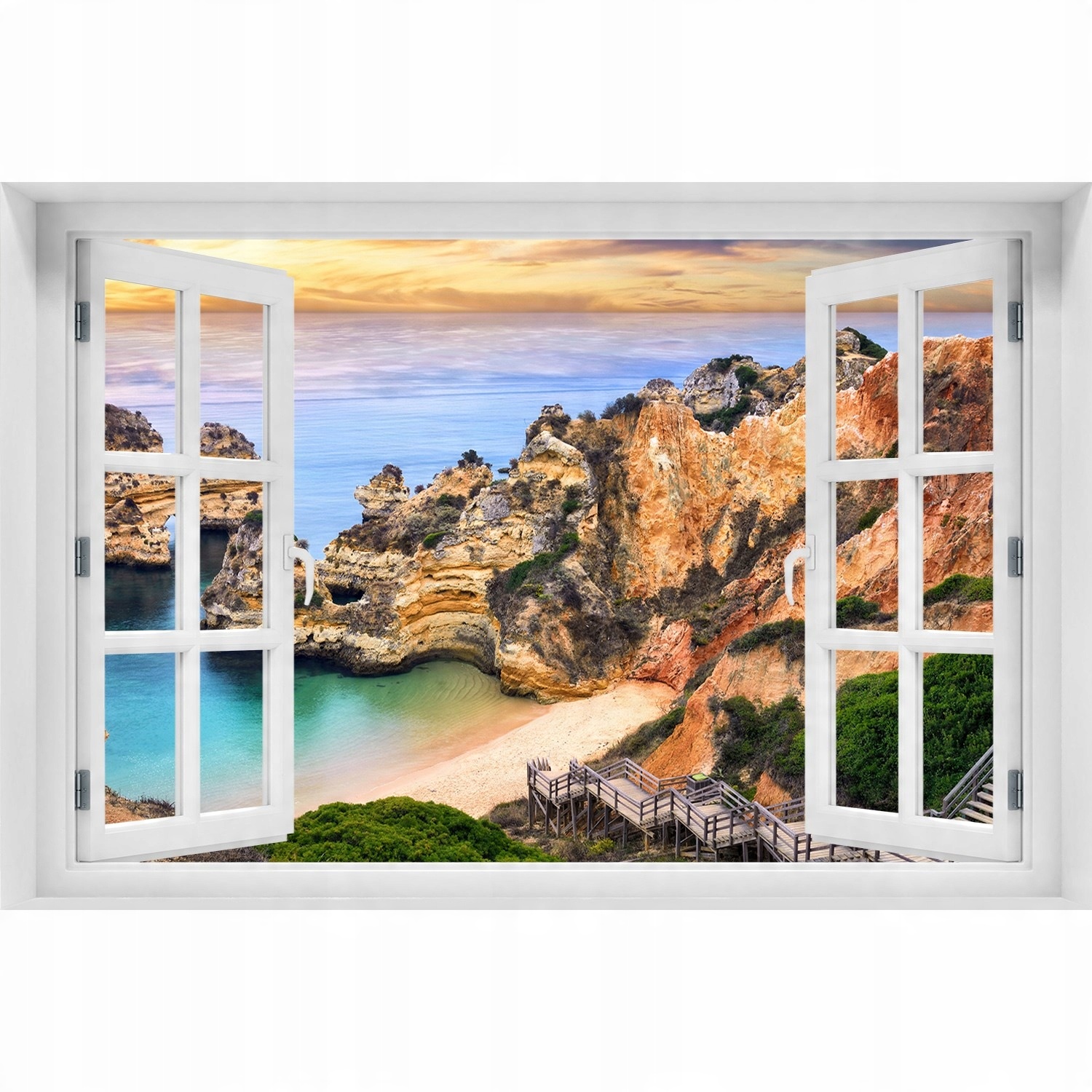 

Naklejka Fototapeta 3D Okno widok Lagos Portugalia
