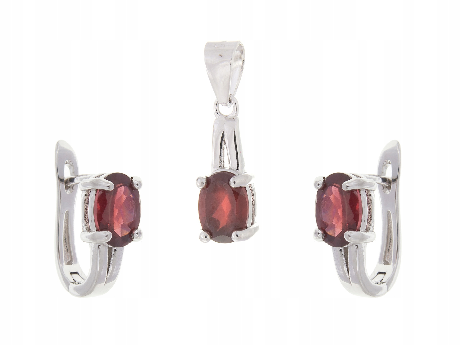 Stříbrný Komplet Rhodiovaný Granát Přírodní Dárek