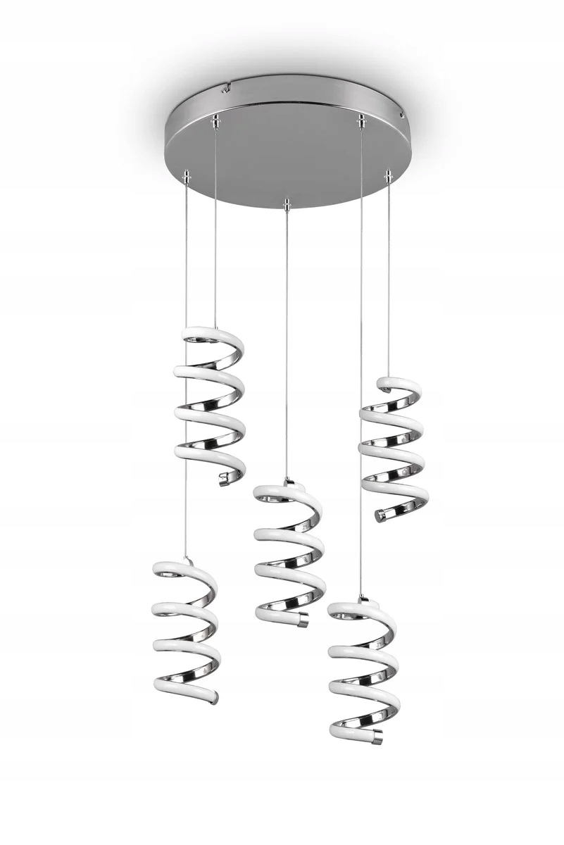 Závěsná lampa kulatá, moderní, pět spirál, stříbrná, Led 4000K, nad stůl Rl