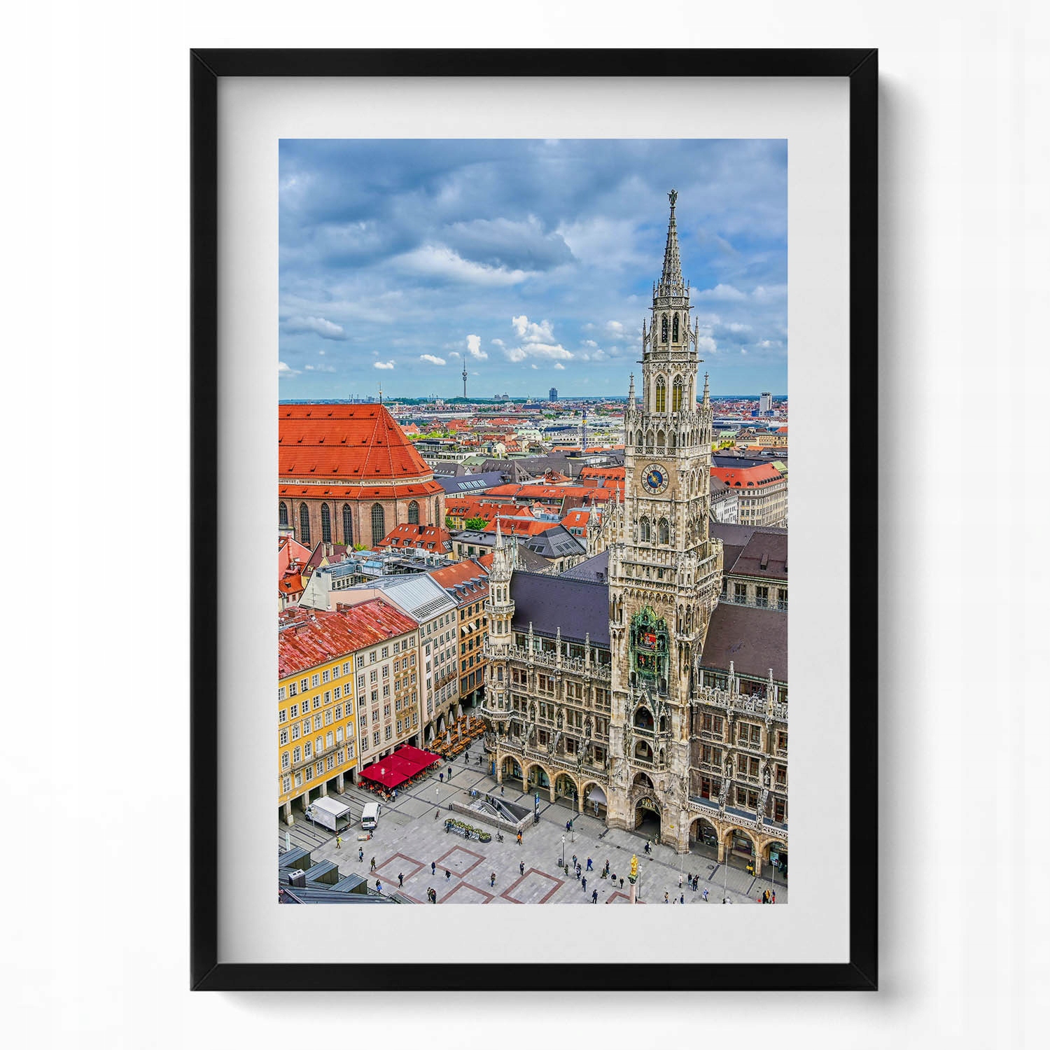 Dekorativní obraz v rámu na zeď Radnice Marienplatz v Mnichově 50x70 cm