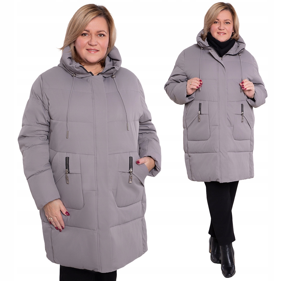 Světle šedá zimní bunda plus size velikost 58
