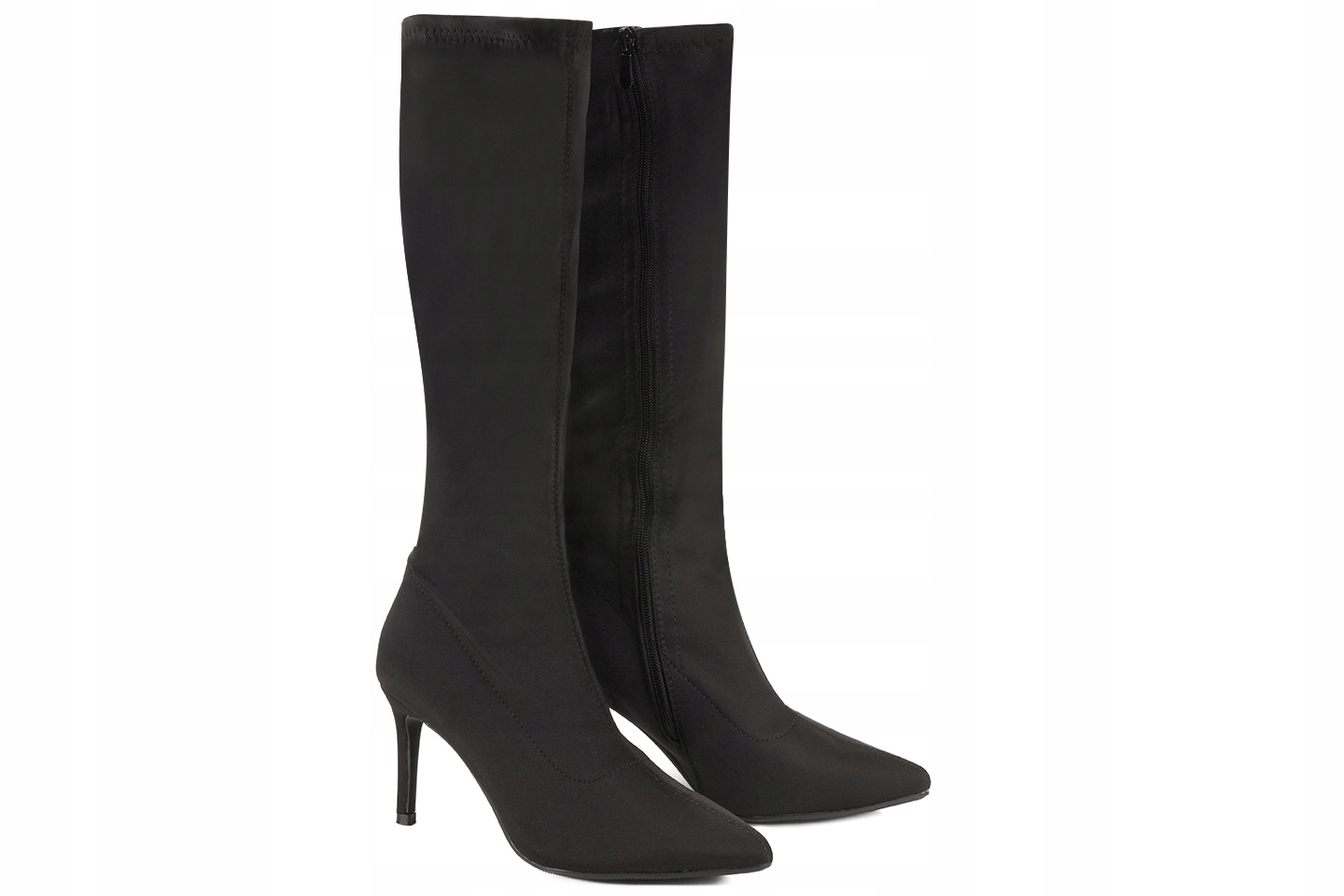 S.barski HY52-513 Elastické Kozačky Dámské Vysoké Lajkra Špilka 40 Černá