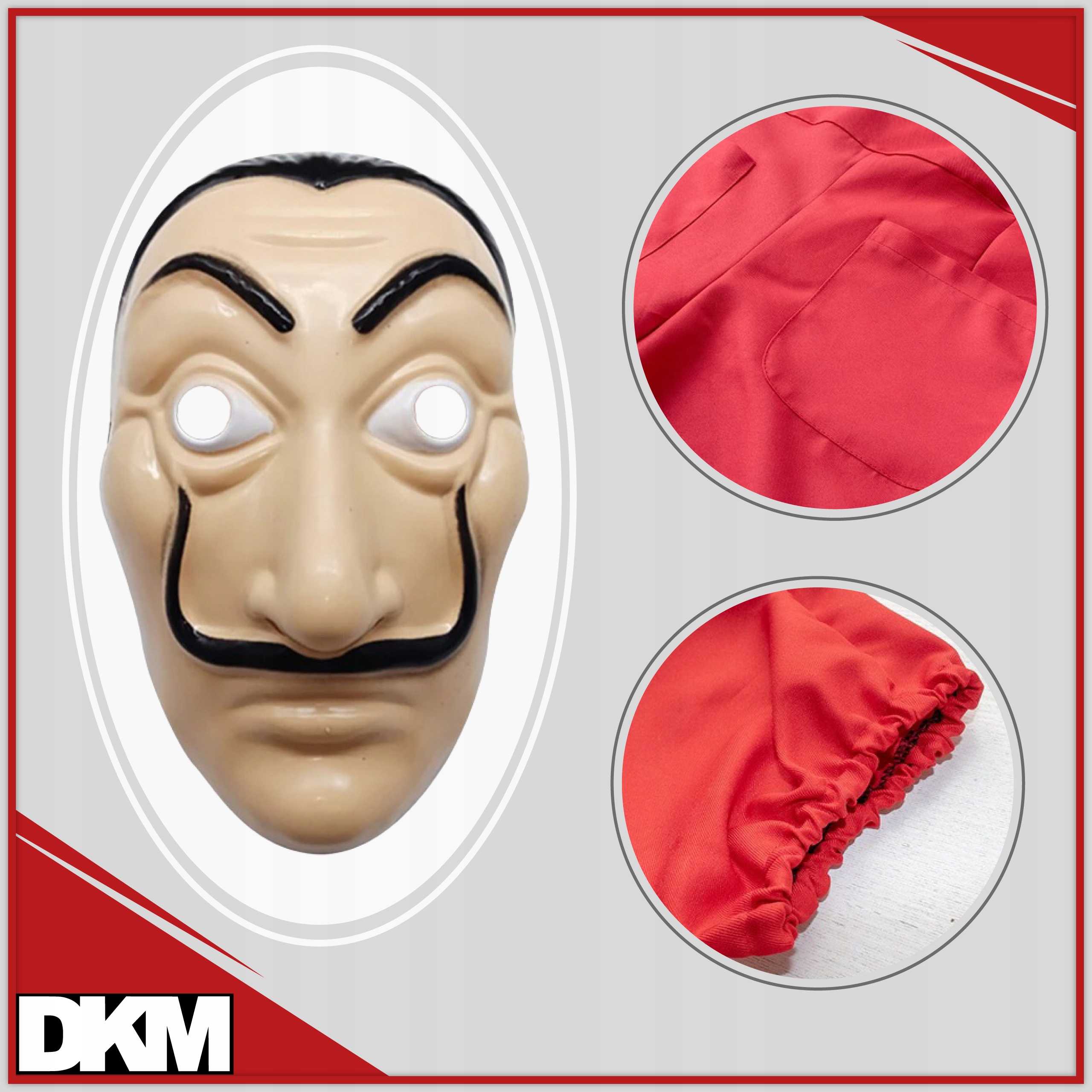 STRÓJ + MASKA LA CASA DOM Z PAPIERU BELLA CIAO PRZEBRANIE SALVADOR DALI 3XL Rozmiar 3XL