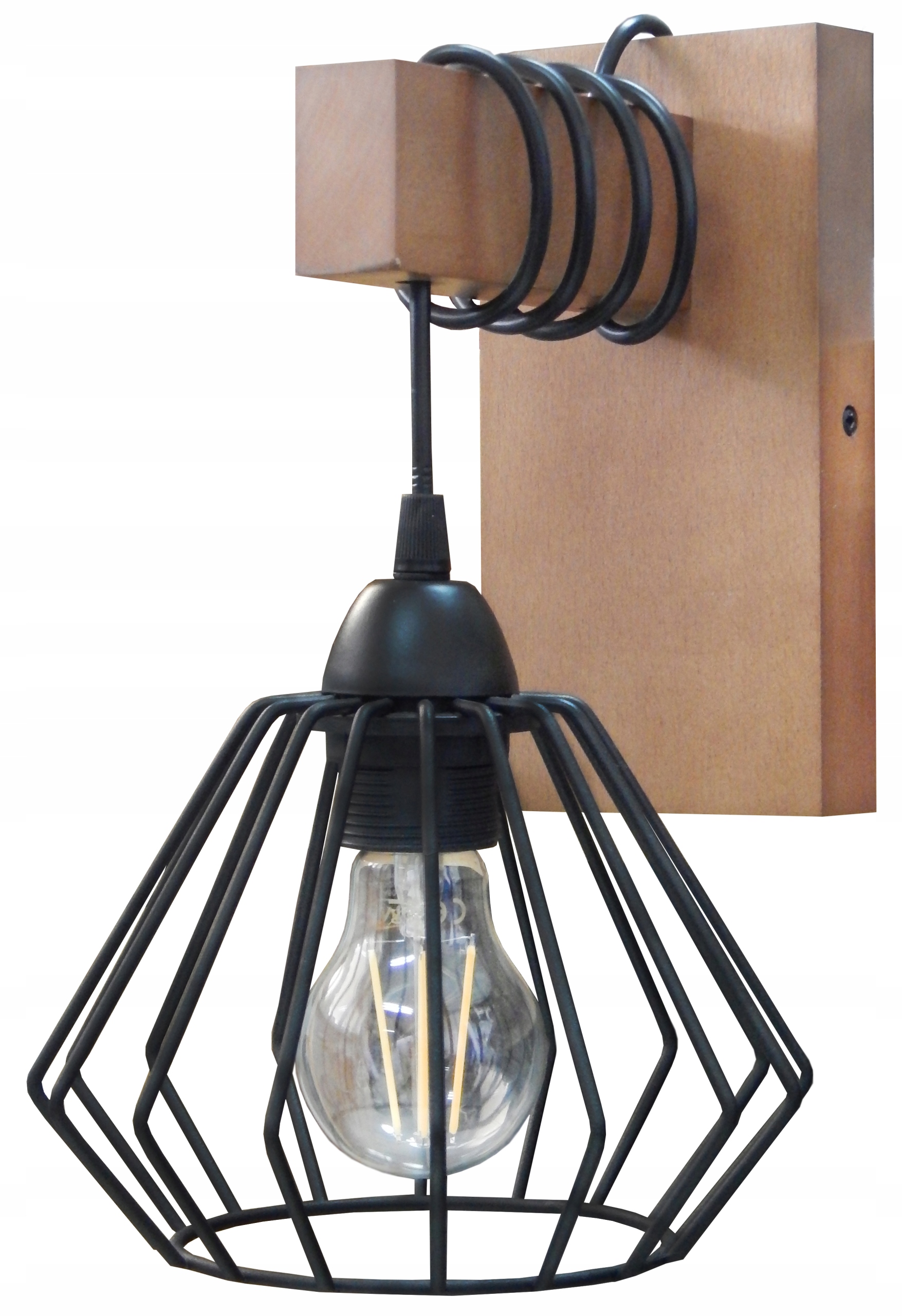 

Lampa Ścienna Kinkiet Led Loft Drewno Druciak 015d