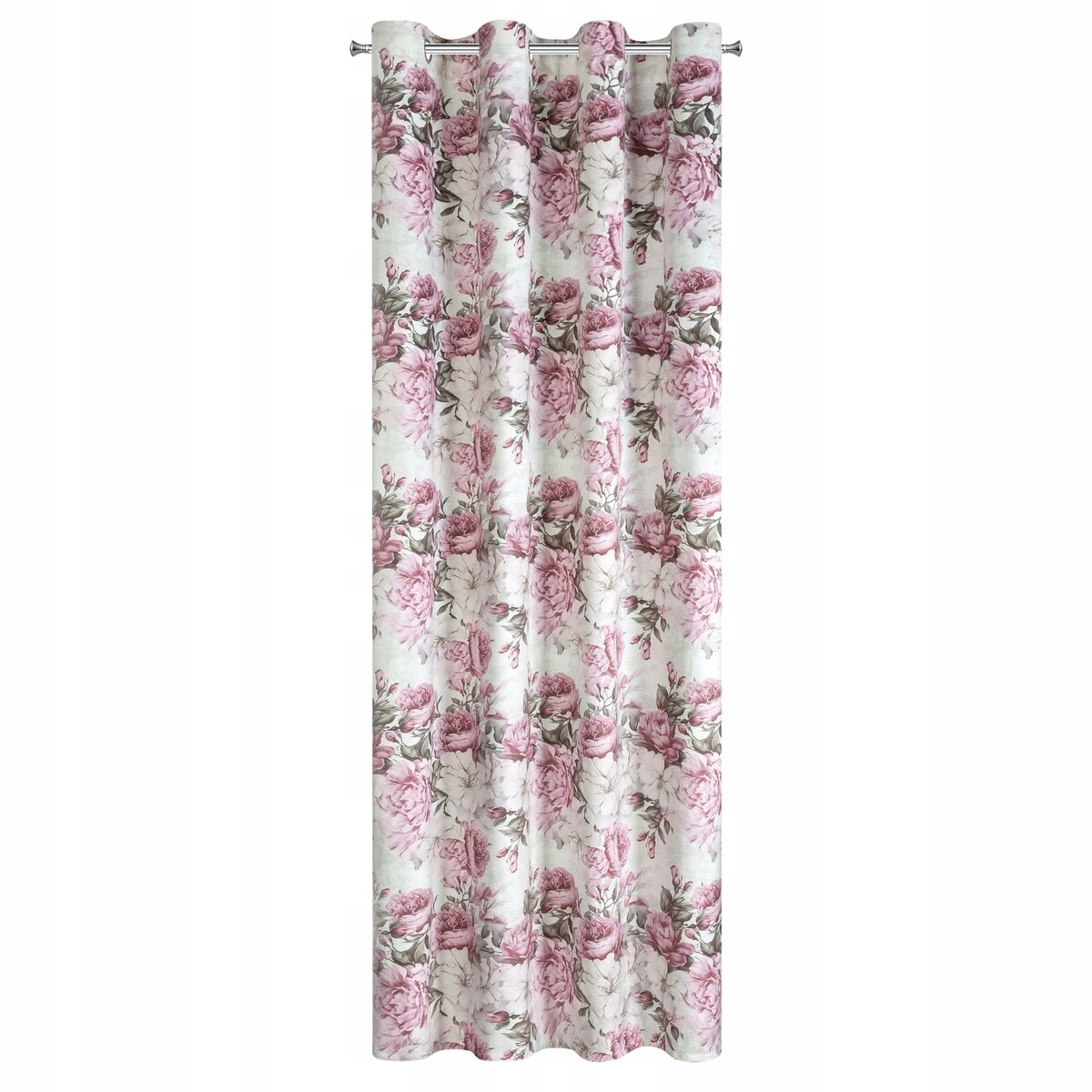 Zasłona gotowa na przelotkach Peony 140x250 kremowa/różowa w kwiaty