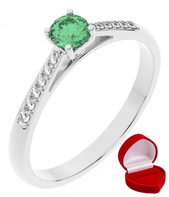 Zlatý Prstýnek 585 14k Smaragd 0,19 ct Bílé Zlato R12