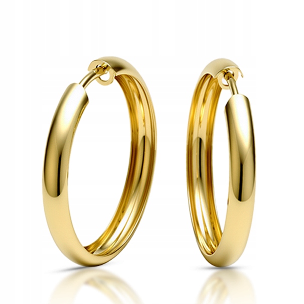 Złote kolczyki koła 585 20mm kółka 14K rynna R03