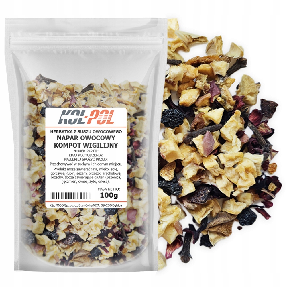 Levně Čaj Ovocný Nálev Vánoční kompot 100 g Přírodní sušený Kol-Pol