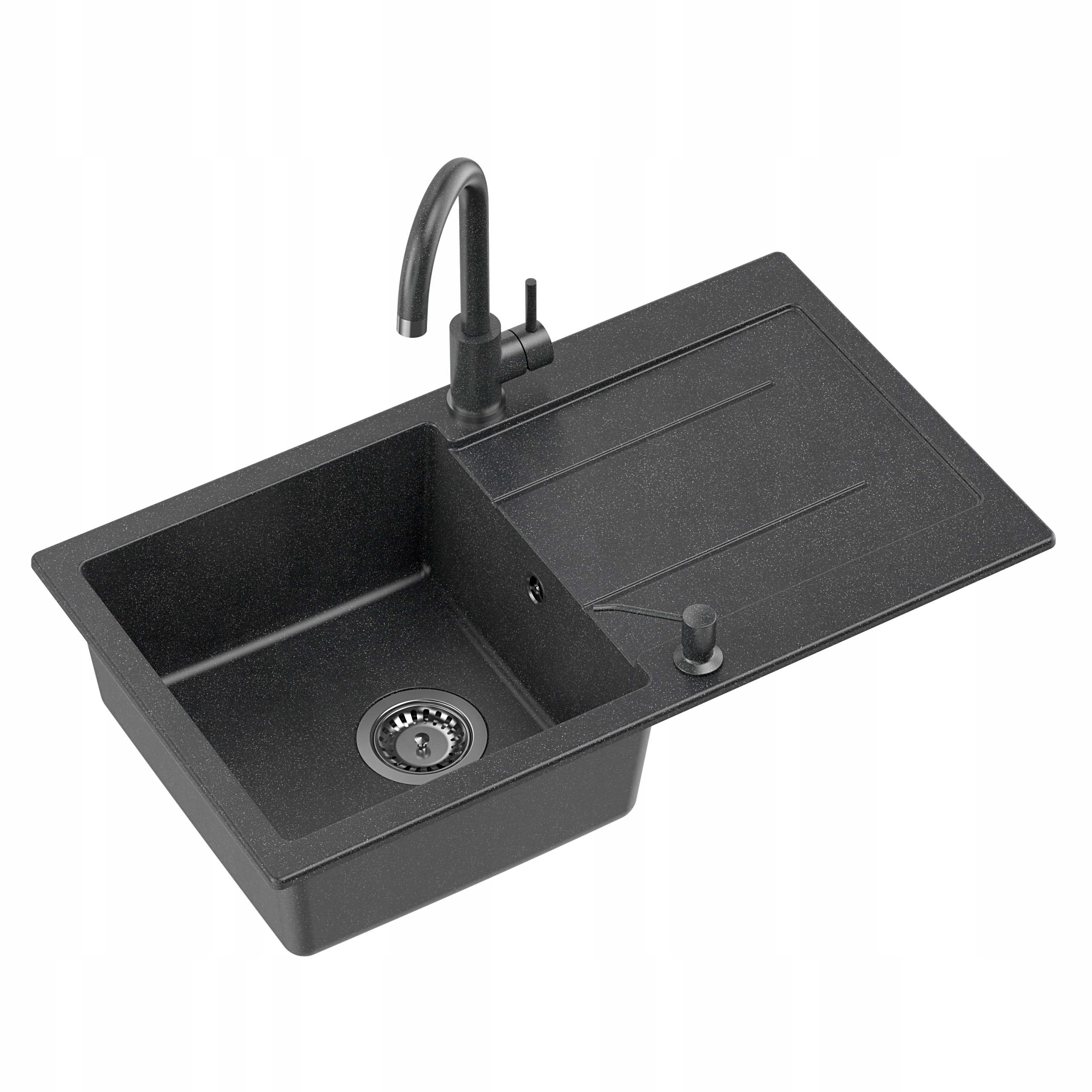 myQ Zlewozmywak PARIS 11 kuchenny granitowy czarny zestaw bateria 77x44 cm EAN (GTIN) 5905186460431