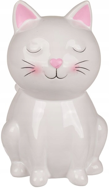 CERAMICZNA SKARBONKA KOTEK KOT BIAŁY 15 cm