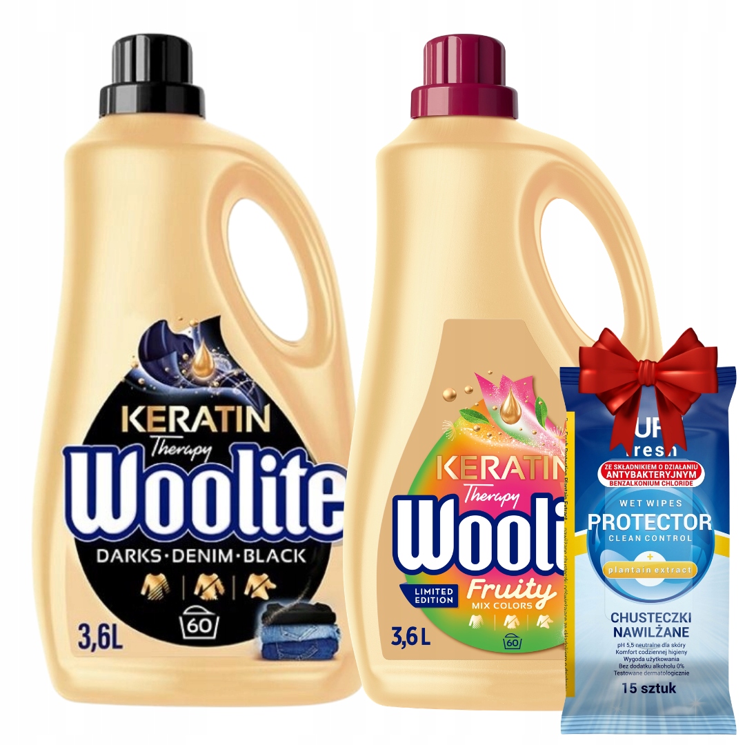 Woolite Black Fruity Tekutý prací prostředek 3,6 l x2 Dárek