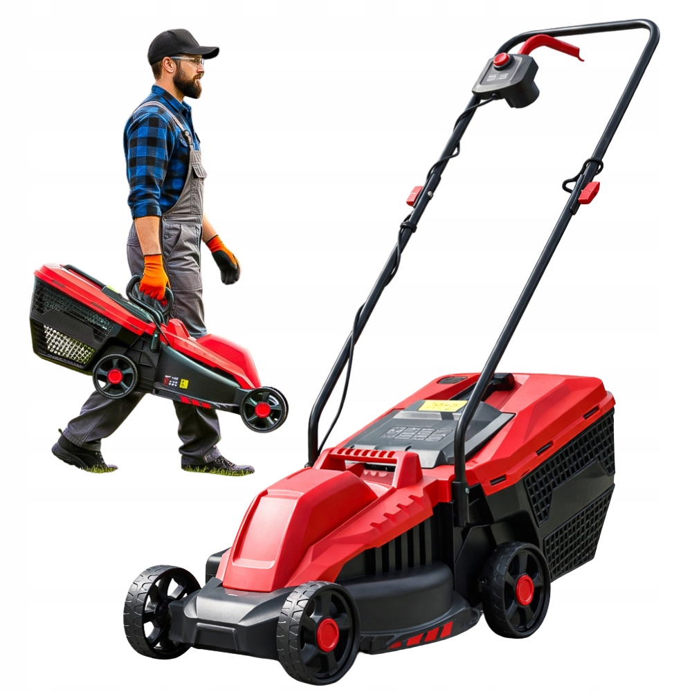 Výkonná elektrická sekačka 2200 W, nastavitelná, Zahradní, s košem, Lehká