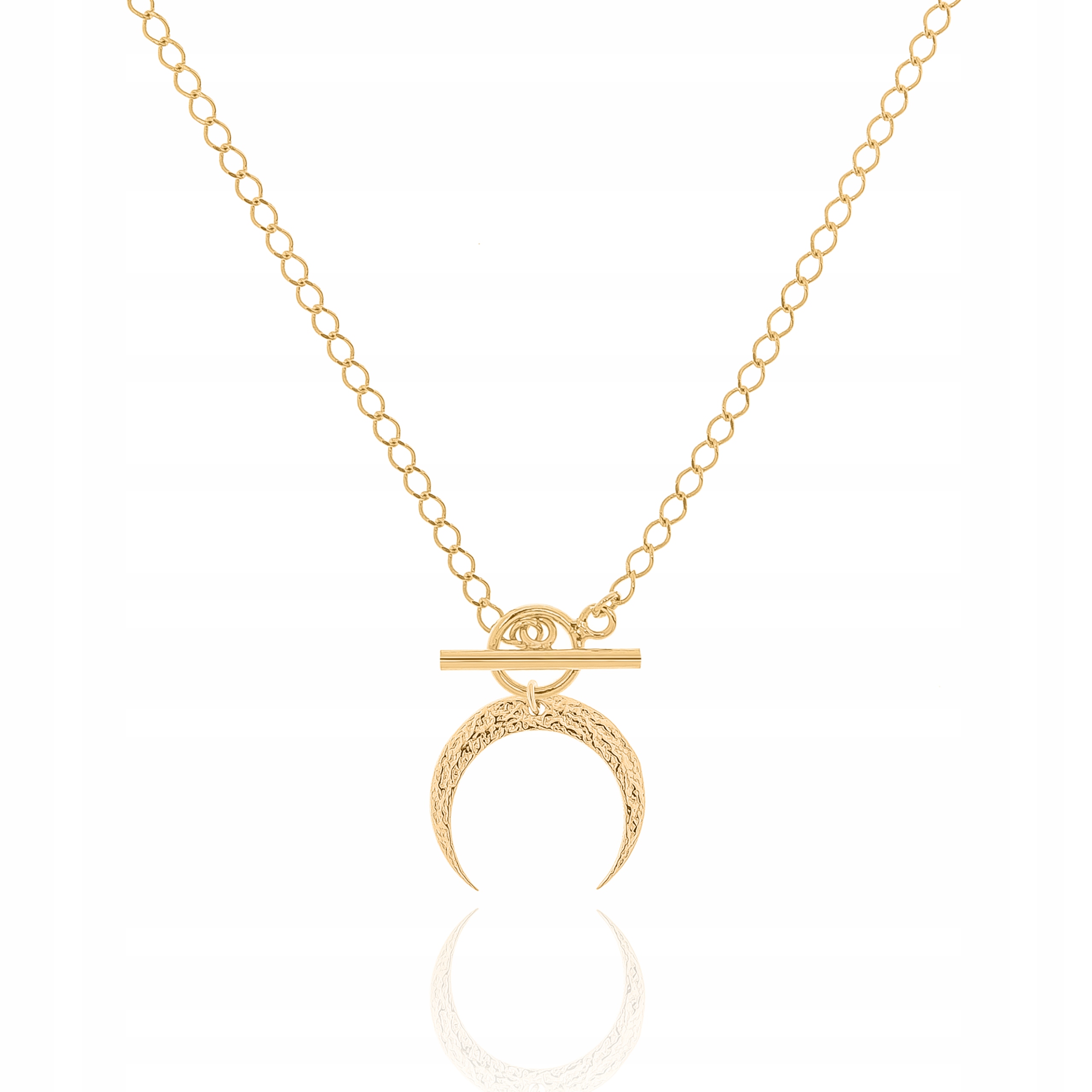 

Naszyjnik pozłacany z dużym młotkowanym księżycem