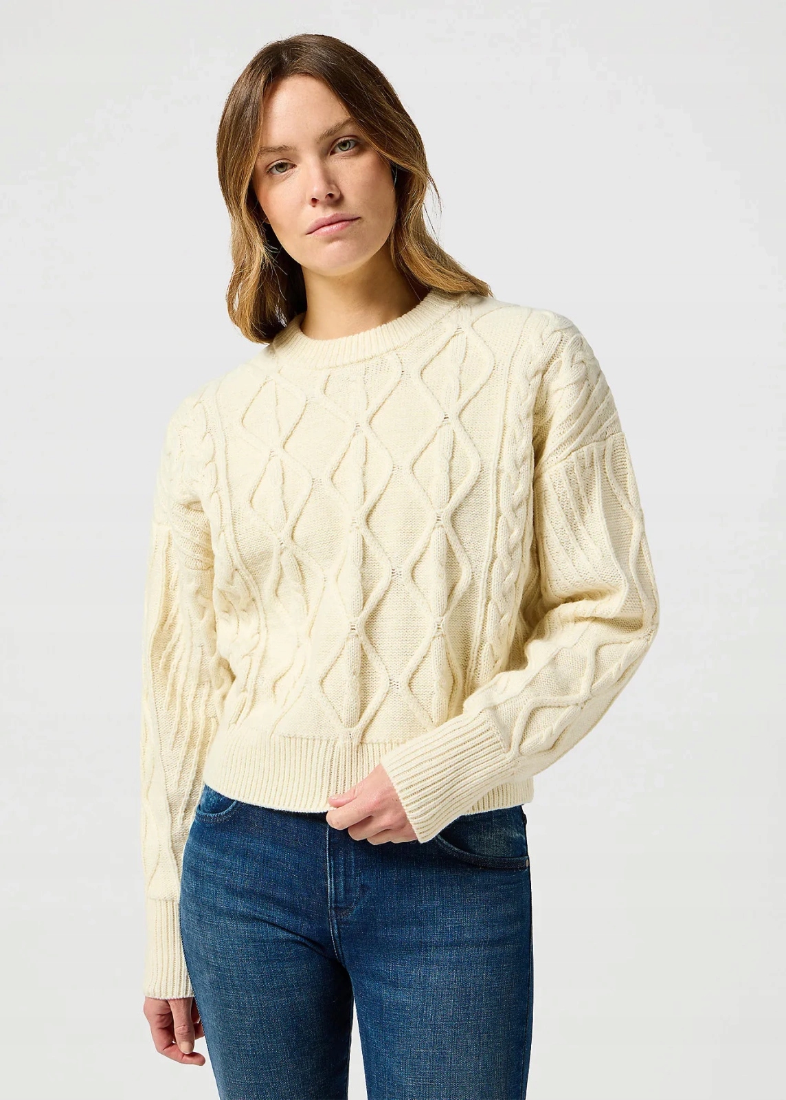 Dámský svetr Wrangler Cable Knit Sweater Worn White 112356472 M