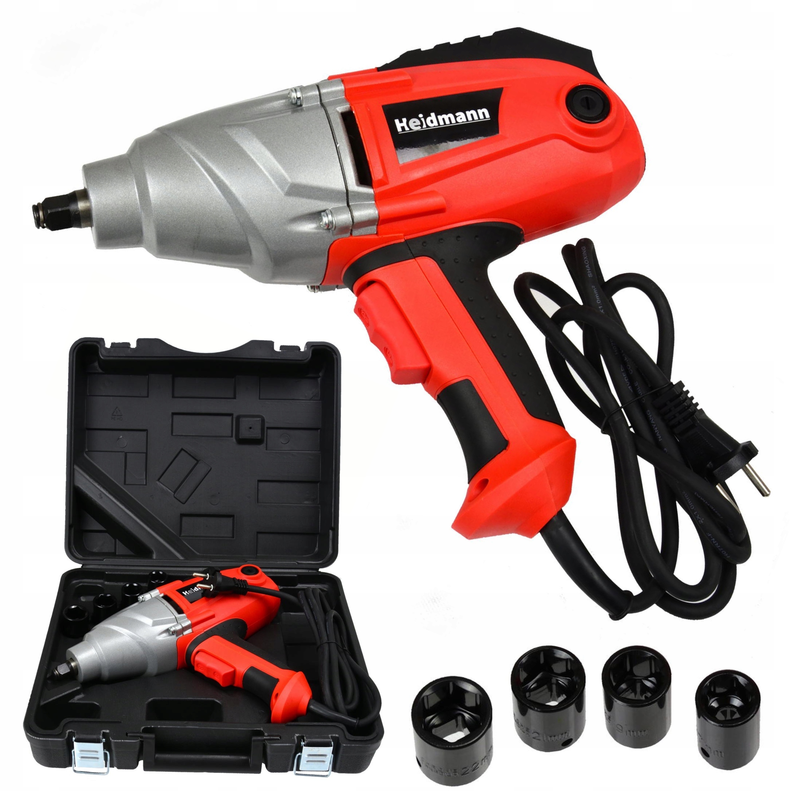 KLUCZ UDAROWY ELEKTRYCZNY z REGULACJĄ MIERNIKIEM 800Nm LCD 1/2" + NASADKI