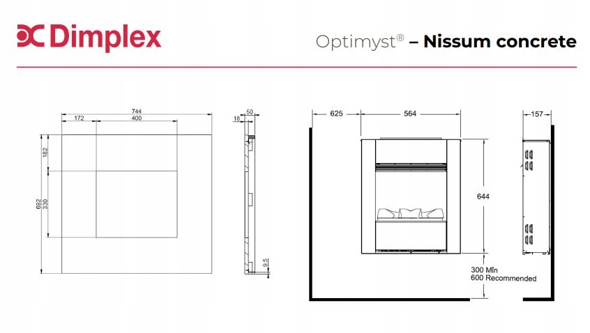 Kominek elektryczny Dimplex Optimyst Nissum betonL Marka Dimplex