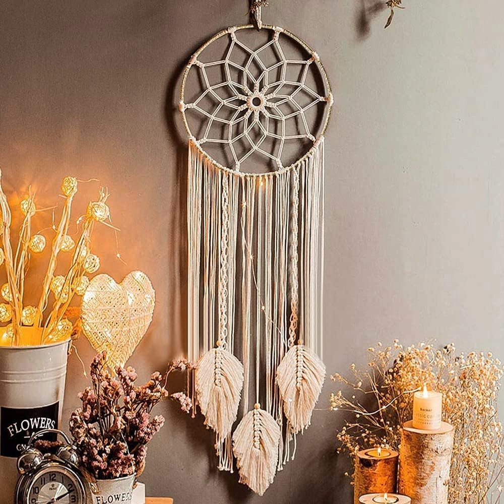 Lapač Snů Makramé Boho Nástěnná Dekorace Třásně