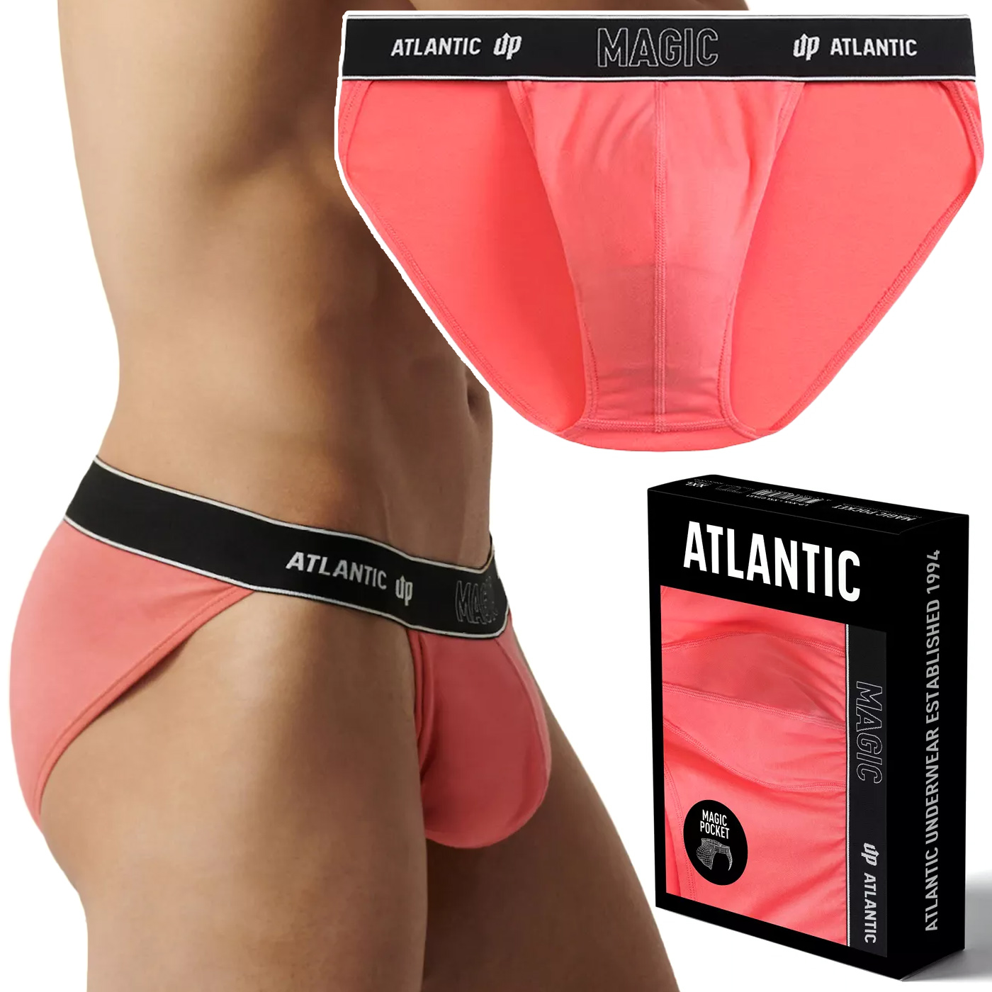 Pánské slipy Tanga s úzkými slipy na pásku Atlantic MP-1588 XXL