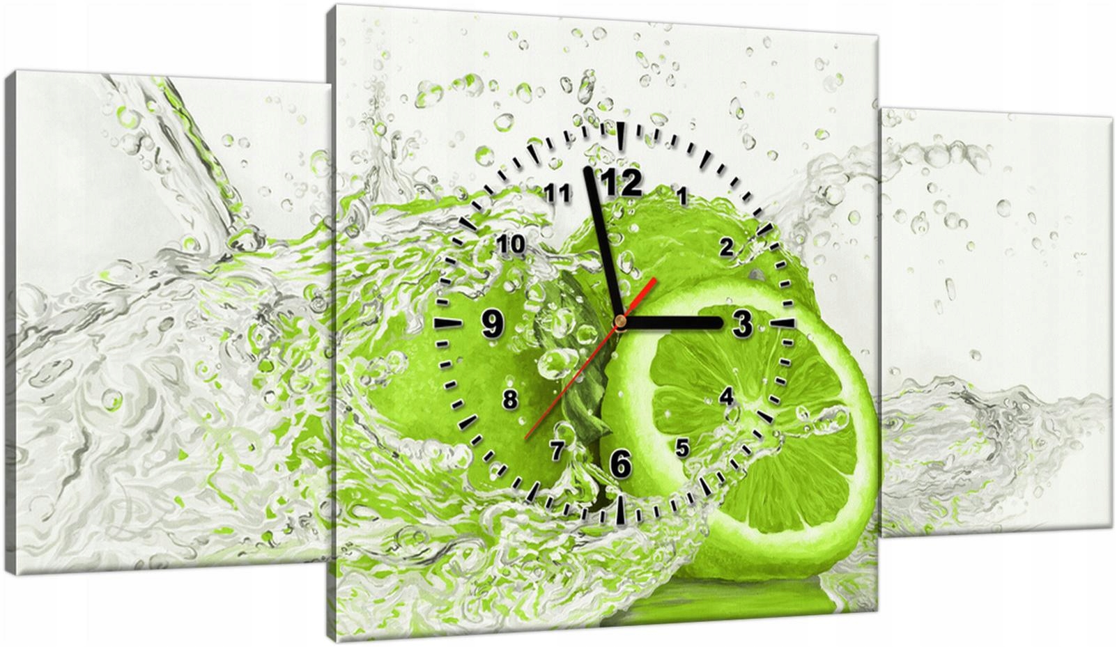 

Obrazy z Zegarem 80x40 Limonka Woda Owoce Kuchenne