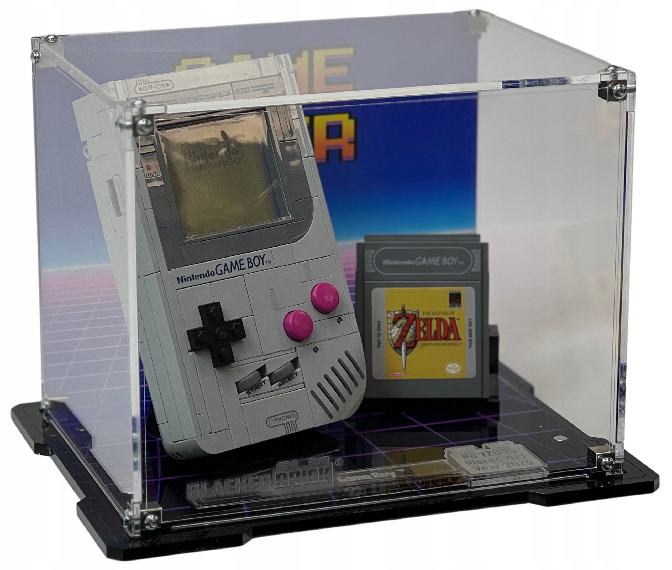 Vitrína s pozadím Blacked Brick pro Lego 72046 Mario Game Boy